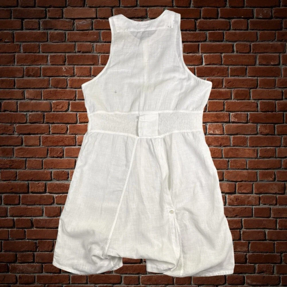 Vtg 1940s HANES Union Suit Sleeveless One Piece Button Front Woven White Size 38